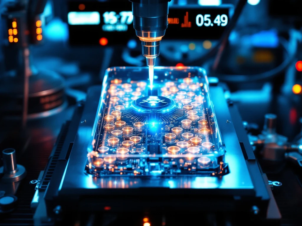 Custom EV battery pack undergoing precision testing with digital displays and measuring instruments in laboratory setting